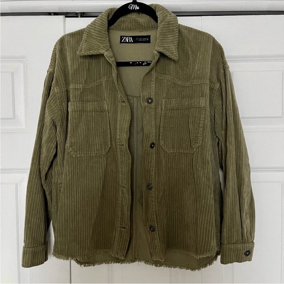 Zara Jackets & Blazers - Zara green corduroy shacket